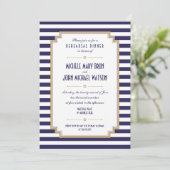 Stijlvolle Blauwe Witte repetitie Inbeluitnodiging Kaart (Staand voorkant)