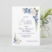 Stijlvolle Blauwe Witte Roos Bloemen Verjaardag Br Kaart (Staand voorkant)