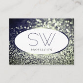 Stijlvolle Blauwe Zilveren Sparkle Glitter Wit Mon Visitekaartje (Voorkant)