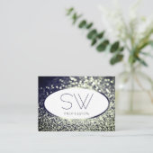 Stijlvolle Blauwe Zilveren Sparkle Glitter Wit Mon Visitekaartje (Staand voorkant)