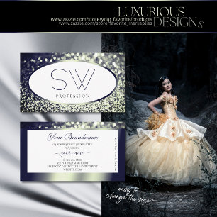 Stijlvolle Blauwe Zilveren Sparkle Glitter Wit Mon Visitekaartje