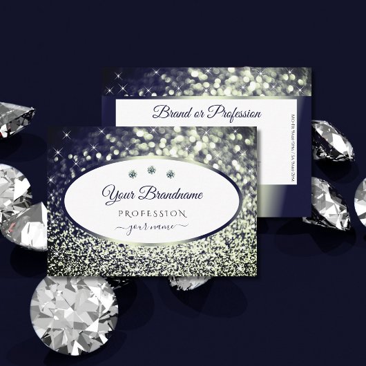 Stijlvolle Blauwe Zilveren Sparkle Glitter Witte D Visitekaartje