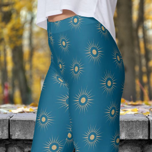 Stijlvolle blauwe zon burst patroon leggings