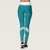 Stijlvolle blauwgroen blauwe witte strepen en naam leggings (Achterkant)