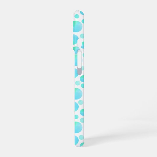 Stijlvolle Blauwgroen Blue Bubbles Modern Custom M iPhone 16 Hoesje (Linkerkant)