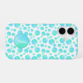 Stijlvolle Blauwgroen Blue Bubbles Modern Custom M iPhone 16 Hoesje (Achterkant horizontaal)