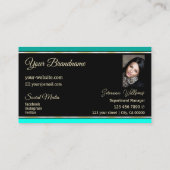 Stijlvolle Blauwgroen Borders op zwart met Logo en Visitekaartje (Achterkant)