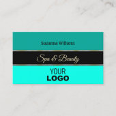 Stijlvolle Blauwgroen Borders op Zwart Modern met  Visitekaartje (Voorkant)