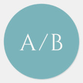 Stijlvolle Blauwgroen bruiloft Ronde Sticker (Voorkant)