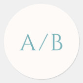 Stijlvolle Blauwgroen bruiloft Ronde Sticker (Voorkant)