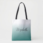 Stijlvolle Blauwgroen Creëer Uw eigen kalligrafie Tote Bag (Voorkant)