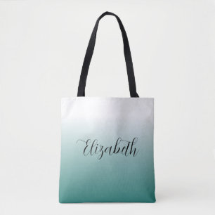 Stijlvolle Blauwgroen Creëer Uw eigen kalligrafie Tote Bag