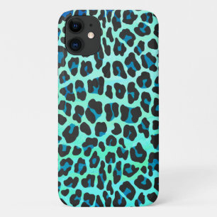 Stijlvolle Blauwgroen en blauwe luipaard print Case-Mate iPhone Case