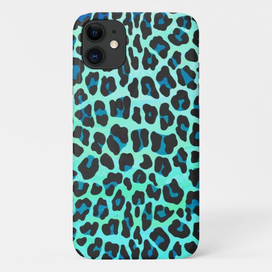 Stijlvolle Blauwgroen en blauwe luipaard print Case-Mate iPhone Case (Achterkant)