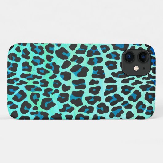 Stijlvolle Blauwgroen en blauwe luipaard print Case-Mate iPhone Case (Achterkant (horizontaal))