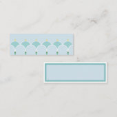 Stijlvolle blauwgroen en witte geometrische bloemb mini visitekaartje (Voorkant / Achterkant)