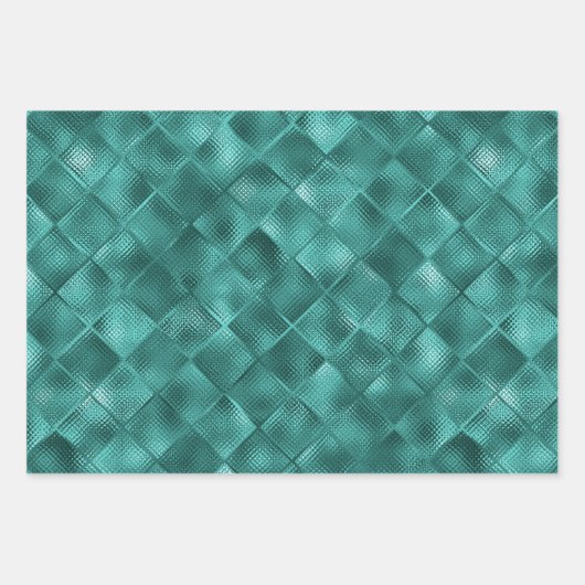Stijlvolle Blauwgroen Glitter Diamond Folie Patron Inpakpapier Vel (Voorkant 3)
