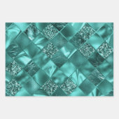 Stijlvolle Blauwgroen Glitter Diamond Folie Patron Inpakpapier Vel (Voorkant 2)