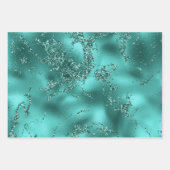 Stijlvolle Blauwgroen glitter- en marmer-effectpat Inpakpapier Vel (Voorkant 3)