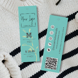 Stijlvolle Blauwgroen Groene Blad QR Mode Prijs La Contactkaartje