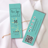 Stijlvolle Blauwgroen Groene Blad QR Mode Prijs La Contactkaartje