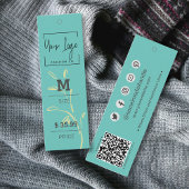 Stijlvolle Blauwgroen Groene Blad QR Mode Prijs La Contactkaartje