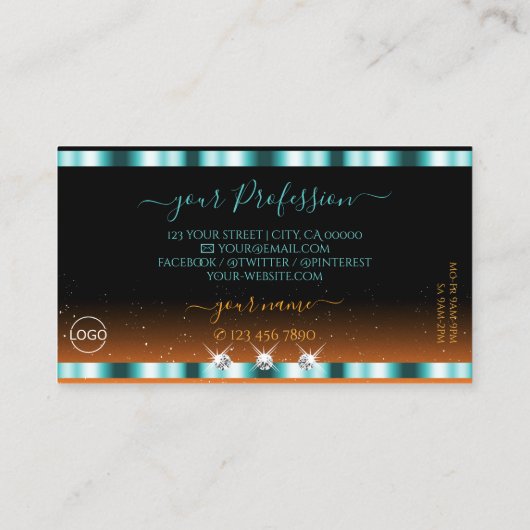 Stijlvolle Blauwgroen Oranje zwarte handjewelen me Visitekaartje (Achterkant)