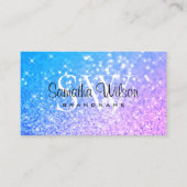 Stijlvolle Blauwgroen Paarse Glitter Sparkle Stars Visitekaartje (Voorkant)