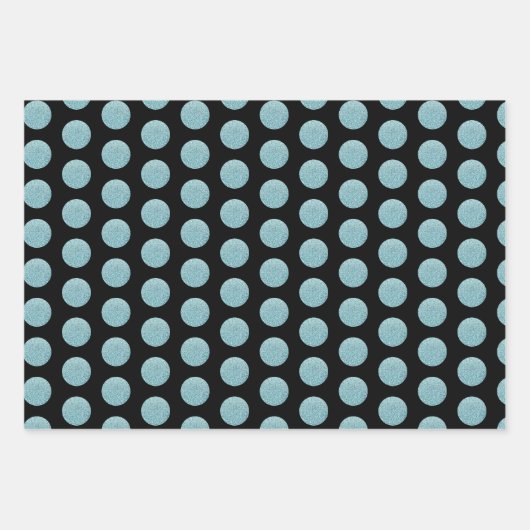 Stijlvolle Blauwgroen Paarse Glittery Polka Dots F Inpakpapier Vel (Voorkant 2)
