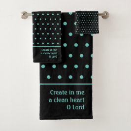 Stijlvolle  BLAUWGROEN Polka Dot Black Bad Handdoek