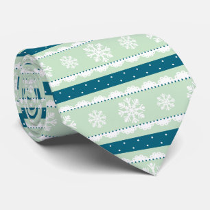 Stijlvolle Blauwgroen witte kerstsnowflakes Stropdas