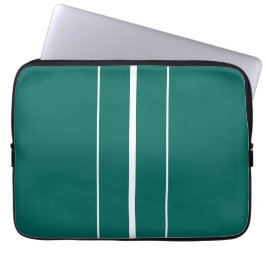 Stijlvolle, Blauwgroen, witte, verticale racestrep Laptop Sleeve