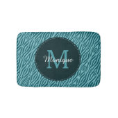 Stijlvolle Blauwgroen zebraafdrukken met monogram  Badmat (Voorkant)