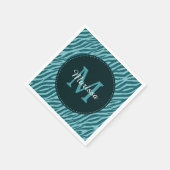 Stijlvolle Blauwgroen zebraafdrukken met monogram  Servetten (Hoek)