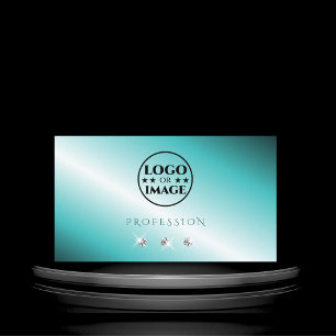 Stijlvolle Blauwgroen zilveren mousserende diamant Visitekaartje