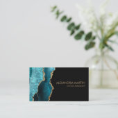 Stijlvolle, Blauwgroen zwarte goudglitter Visitekaartje (Staand voorkant)