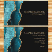 Stijlvolle, Blauwgroen zwarte goudglitter Visitekaartje