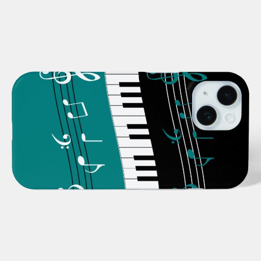 Stijlvolle Blauwgroen zwarte witte pianoletjes en  Case-Mate iPhone Case (Achterkant (horizontaal))