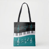 Stijlvolle Blauwgroen zwarte witte pianoletjes en  Tote Bag (Voorkant)
