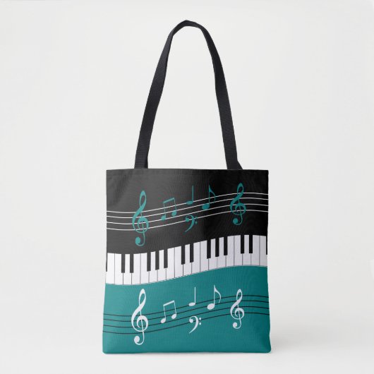 Stijlvolle Blauwgroen zwarte witte pianoletjes en Tote Bag (Voorkant)