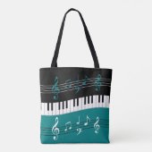 Stijlvolle Blauwgroen zwarte witte pianoletjes en  Tote Bag (Achterkant)