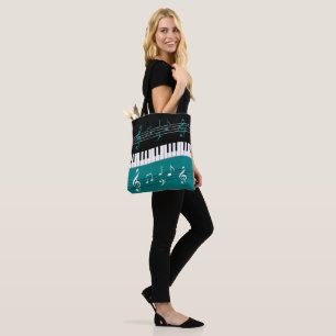 Stijlvolle Blauwgroen zwarte witte pianoletjes en  Tote Bag