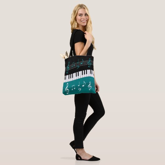 Stijlvolle Blauwgroen zwarte witte pianoletjes en  Tote Bag (Op model)