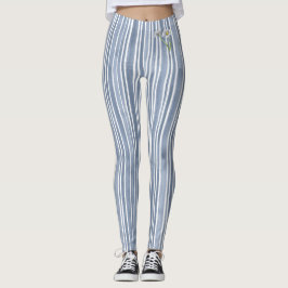 Stijlvolle Bleekblauwe Gestreepte Waterverf Daisy Leggings
