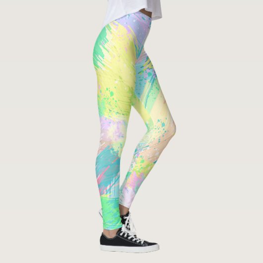 Stijlvolle Bleke pasta-kleuren Abstracte kunst Leggings (Rechts)