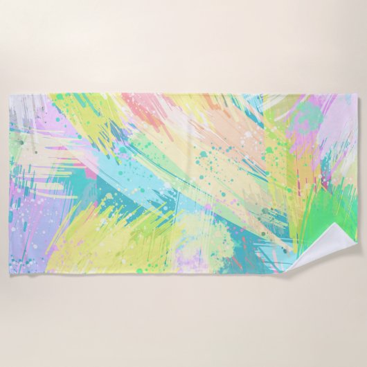 Stijlvolle Bleke pasta-kleuren Abstracte kunst Strandlaken (Voorkant)