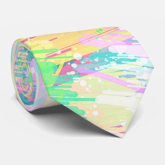 Stijlvolle Bleke pasta-kleuren Abstracte kunst Stropdas (Opgerold)