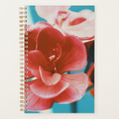 Stijlvolle Bleke rode koraalbloemen Turquoise Planner (Voorkant)