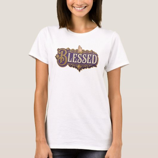 Stijlvolle BLESSED 2D Statement Ontwerp T-shirt (Voorkant)