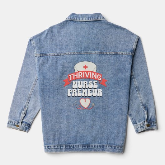 Stijlvolle BLOEIENDE NURSEPRENEUR Verpleegkundige Denim Jacket (Achterkant)